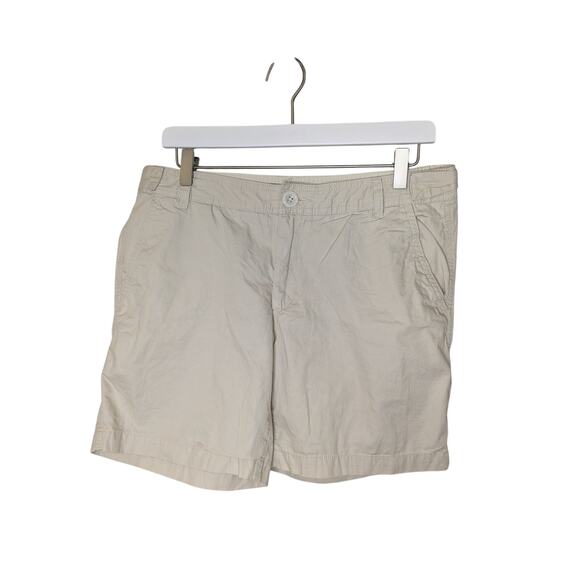 Eddie Bauer 100% Cotton Textured Flat Front Shorts Womens Size 8 in Linen Color - Picture 1 of 7
